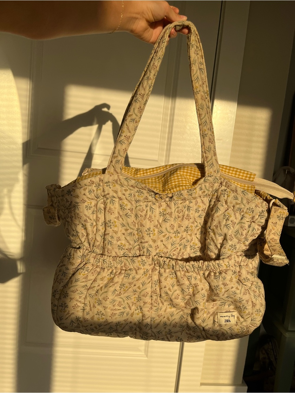 Zara Mommy Bag Cotton Quilted Floral Tote Diaper Bag - Picture 10 of 13